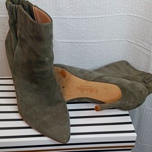 Charles David Olive Green Booties Size 8M